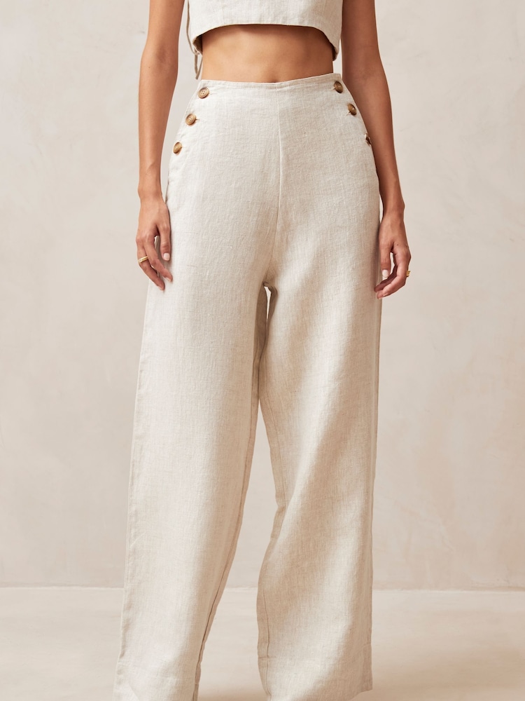 Alohas White Lili 100% Linen Trousers - Image 1 of 4