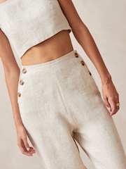 Alohas White Lili 100% Linen Trousers - Image 4 of 4