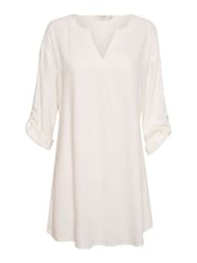Cream Venta V-Neck Mid Thigh Length Tunic with Linen - Image 4 of 6