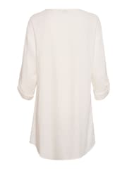 Cream Venta V-Neck Mid Thigh Length Tunic with Linen - Image 5 of 6