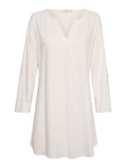 Cream Venta V-Neck Mid Thigh Length Tunic with Linen - Image 6 of 6