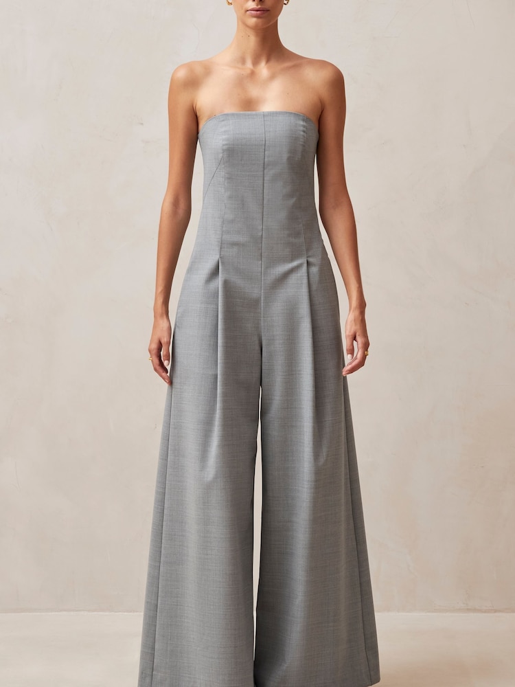 Alohas Grey Elisa Bandeau Wide Leg Jumpsuit - Image 1 of 5