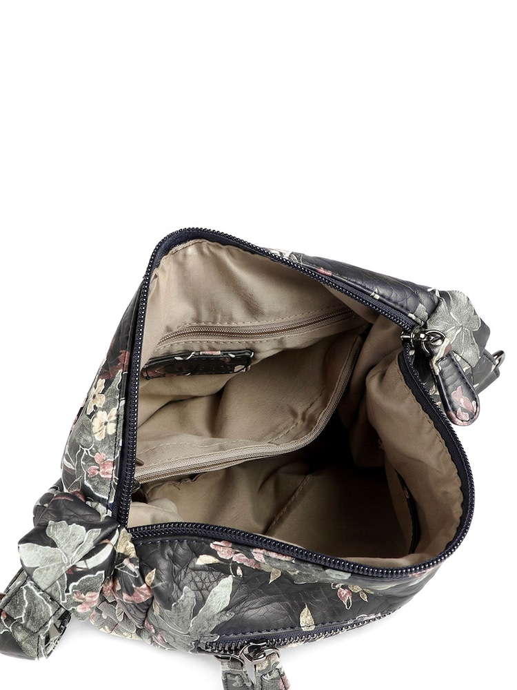Pavers Black Floral Zip-Close Shoulder Bag - Image 6 of 6 Pavers Black Floral Zip-Close Shoulder Bag - Image 6 of 6