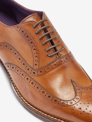 Tan Brown Standard Fit Signature Italian Leather Wing Cap Brogues - Image 10 of 10