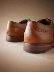 Tan Brown Standard Fit Signature Italian Leather Wing Cap Brogues - Image 5 of 10