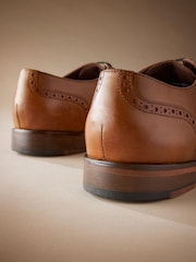 Tan Brown Standard Fit Signature Italian Leather Wing Cap Brogues - Image 6 of 10