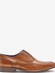 Tan Brown Standard Fit Signature Italian Leather Wing Cap Brogues - Image 7 of 10
