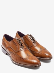 Tan Brown Standard Fit Signature Italian Leather Wing Cap Brogues - Image 8 of 10