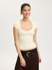 Cotton On Cream Hold Me Short Sleeve Top - Image 2 of 5