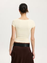 Cotton On Cream Hold Me Short Sleeve Top - Image 3 of 5