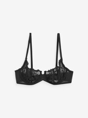Black/Terracotta/Rose Pink Non Pad Balcony Lace Bras 3 Pack - Image 10 of 11