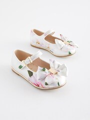 Baker by Ted Baker Girls Floral Printed Satin Shoes with Bow - Image 1 of 5