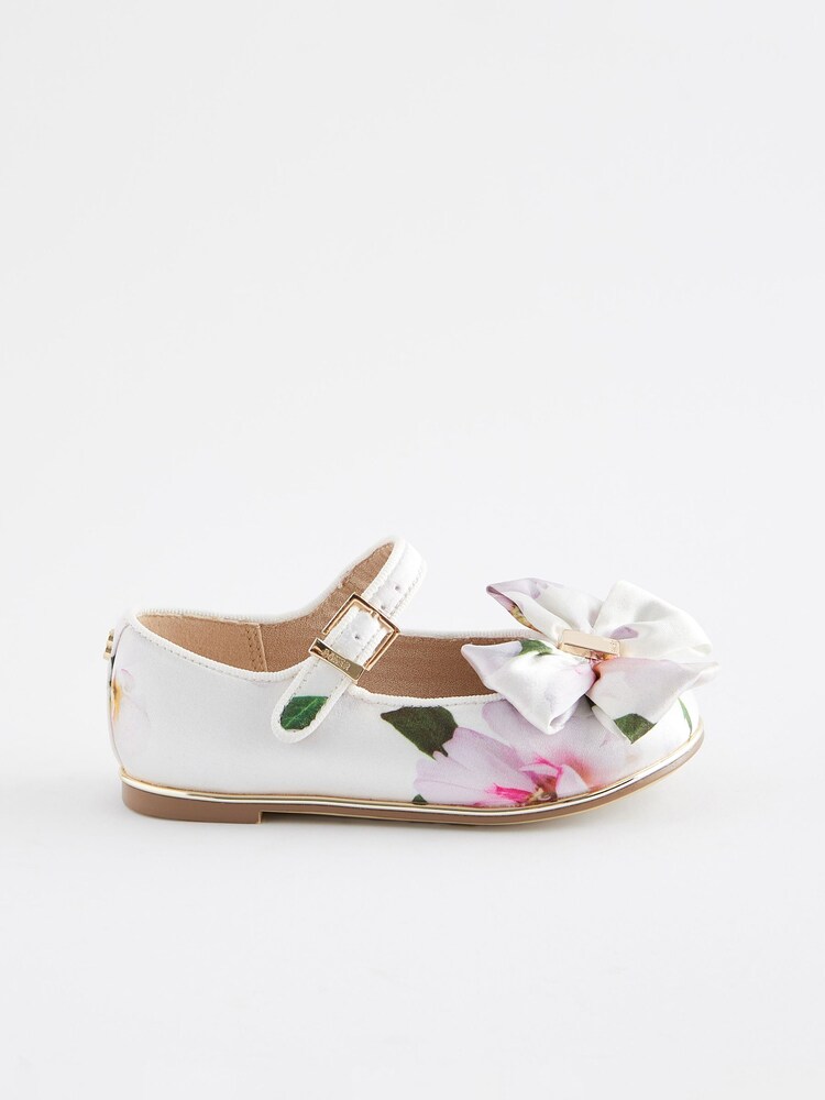 Baker by Ted Baker Girls Floral Printed Satin Shoes with Bow - Image 2 of 5