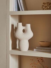 White Textured Sculptural Ceramic Vase - Image 1 of 5