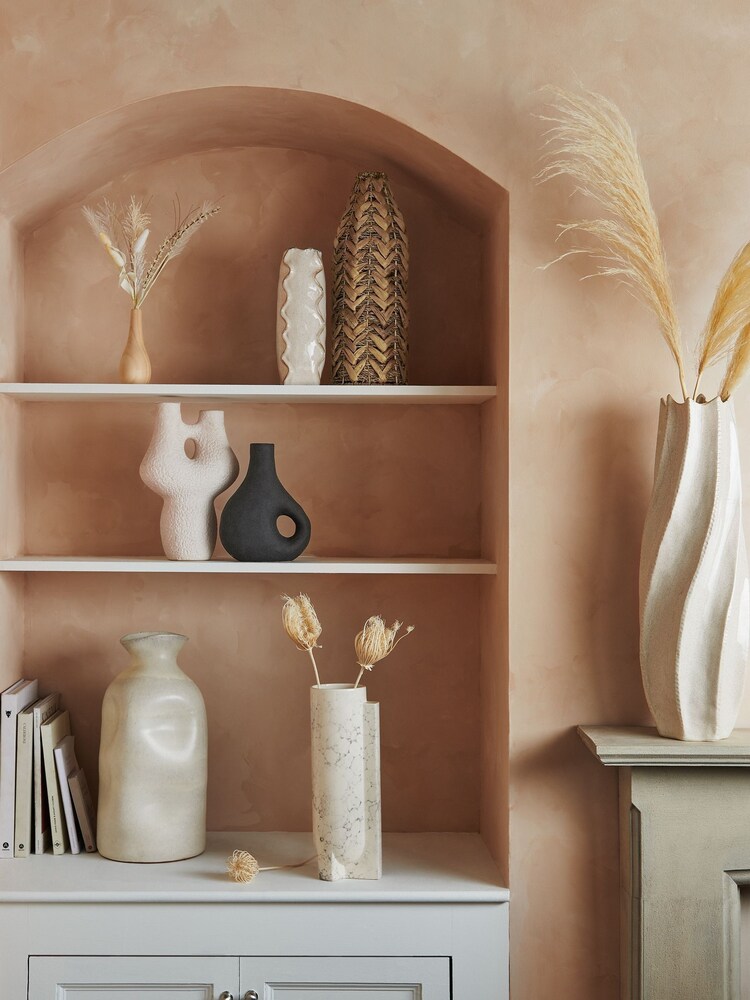 White Textured Sculptural Ceramic Vase - Image 2 of 5