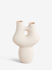 White Textured Sculptural Ceramic Vase - Image 3 of 5