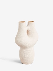 White Textured Sculptural Ceramic Vase - Image 4 of 5