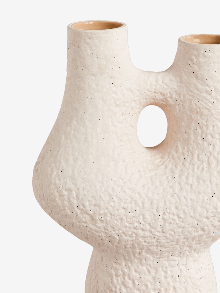 White Textured Sculptural Ceramic Vase - Image 5 of 5