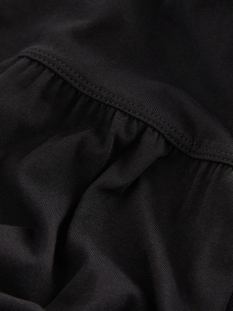 Black Sleeveless 100% Cotton Crew Neck Tiered Summer Maxi Jersey Dress - Image 6 of 6