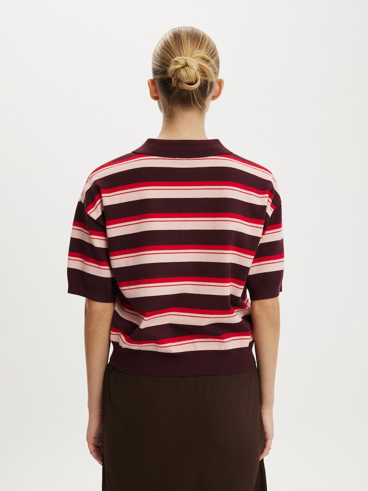 Cotton On Brown Ss Boxy Polo Shirt - Image 3 of 3 Cotton On Brown Ss Boxy Polo Shirt - Image 3 of 3