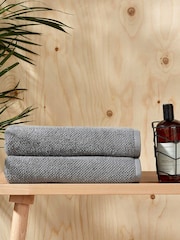 Christy Titanium Brixton Popcorn Textured Weave Cotton Towel - Image 2 of 3