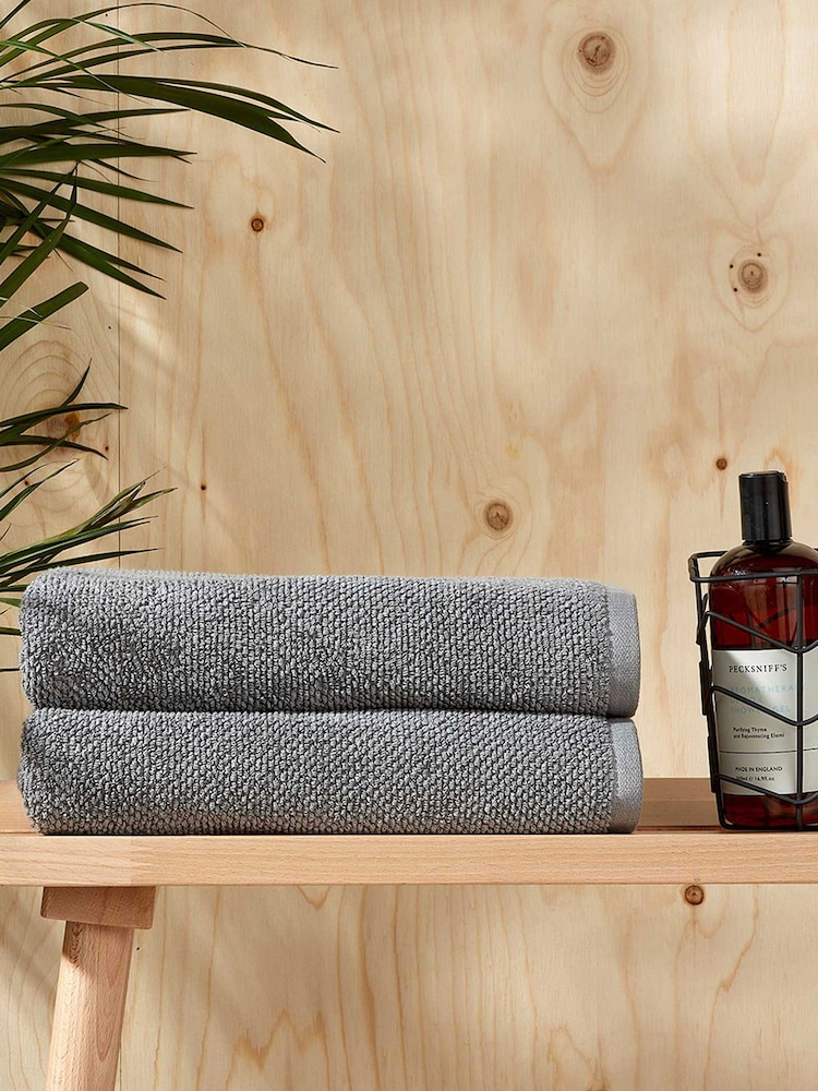 Christy Titanium Brixton Popcorn Textured Weave Cotton Towel - Image 2 of 3