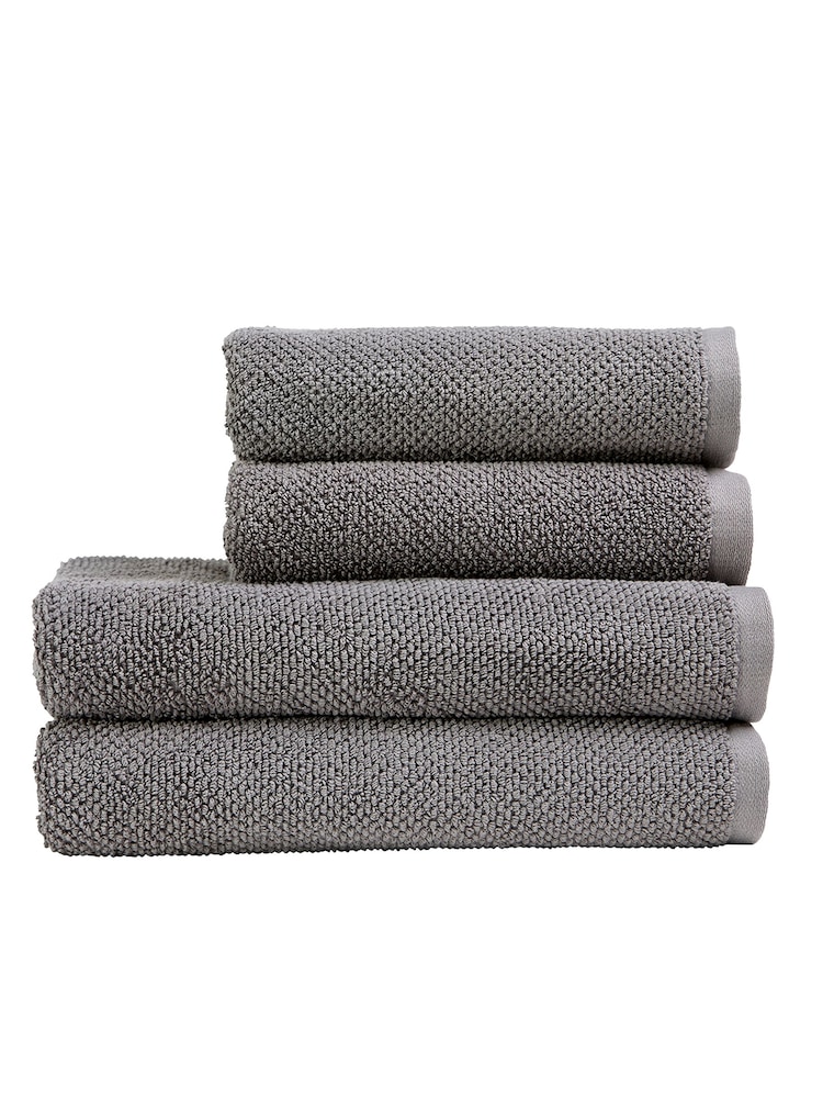 Christy Titanium Brixton Popcorn Textured Weave Cotton Towel - Image 3 of 3