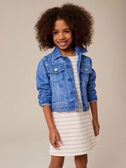 Rainbow Stripe Ribbed Racer Jersey Dress (3-16yrs) - Image 4 of 7