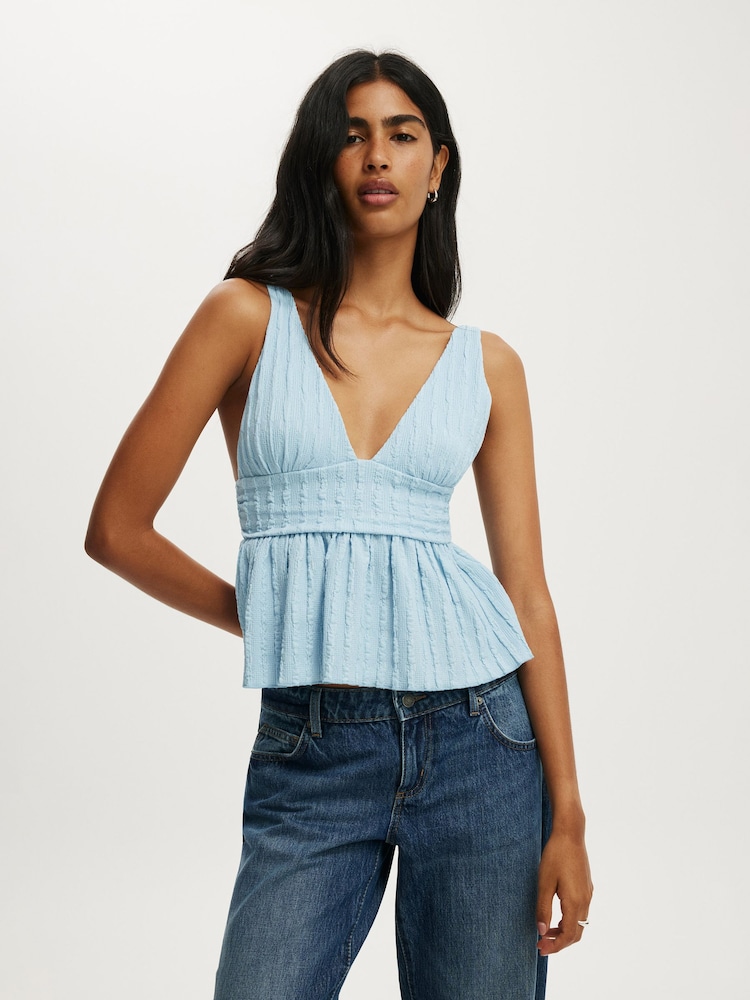 Cotton On Blue Greta Babydoll Tank - Image 1 of 4