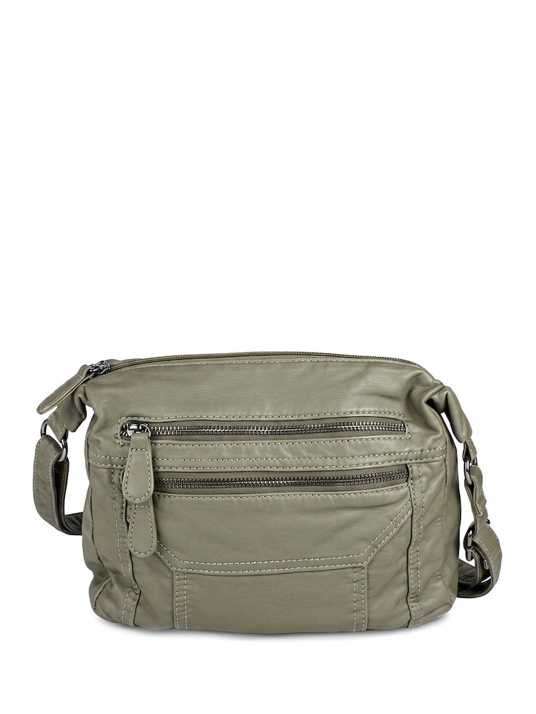 Pavers Olive Green Zip-Close Shoulder Bag - Image 2 of 6 Pavers Olive Green Zip-Close Shoulder Bag - Image 2 of 6