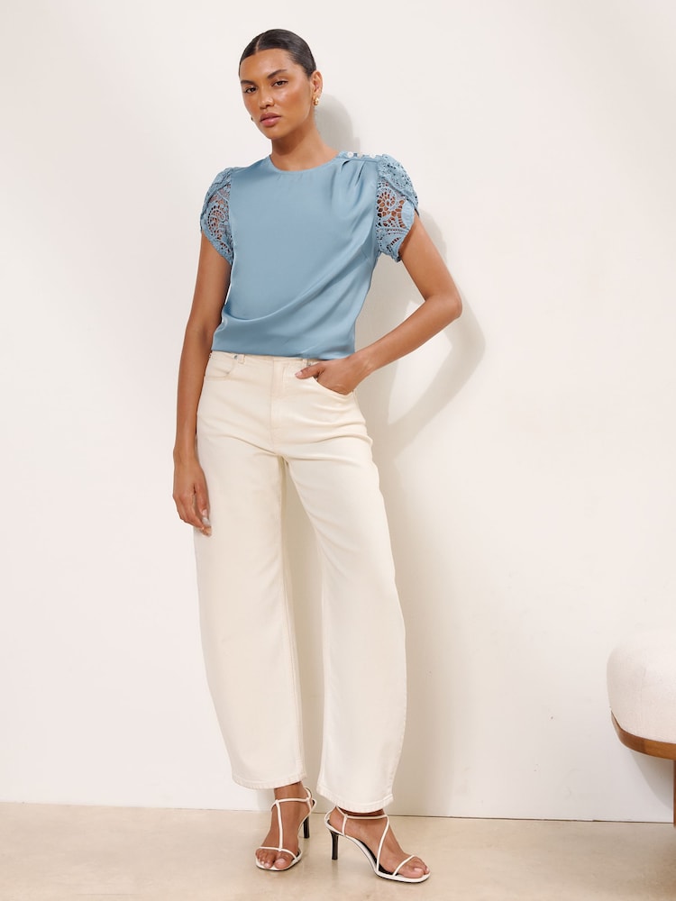 Lipsy Blue Tulip Sleeve Top - Image 2 of 5 Lipsy Blue Tulip Sleeve Top - Image 2 of 5