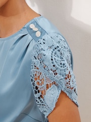 Lipsy Blue Tulip Sleeve Top - Image 3 of 5