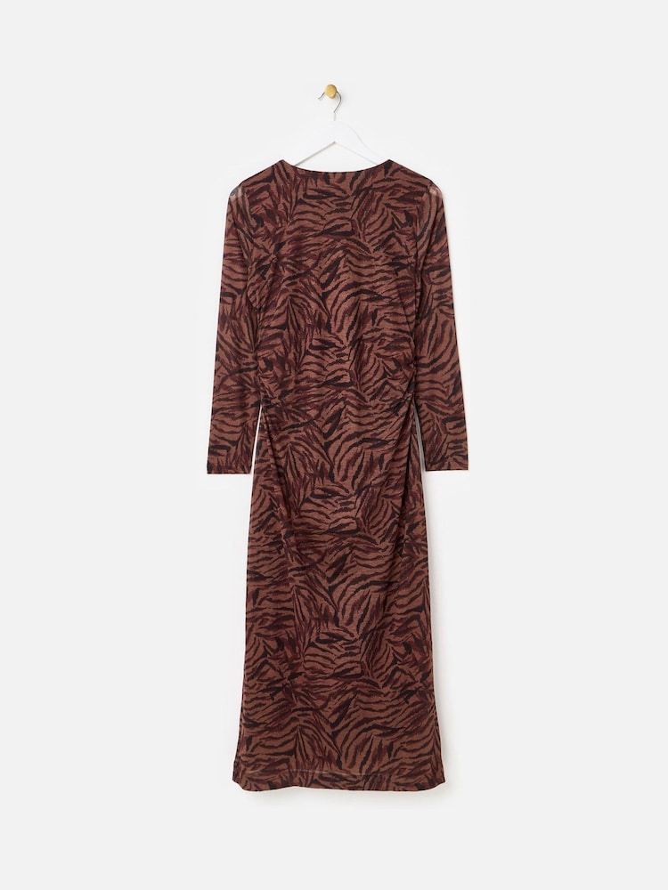 Oliver Bonas Midikleid aus Netzstoff mit Animalprint - Bild 2 von 6