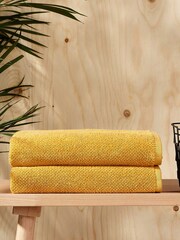 Christy Saffron Yellow Brixton Popcorn Textured Weave Cotton Towel - Image 2 of 4