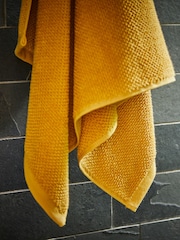 Christy Saffron Yellow Brixton Popcorn Textured Weave Cotton Towel - Image 3 of 4