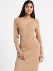 French Connection Mari Knit Brown Dress - Image 1 of 4
