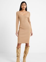 French Connection Mari Knit Brown Dress - Image 3 of 4