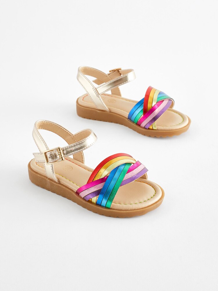 Little Bird by Jools Oliver Multi Colourful Rainbow Metallic Sandals - Image 1 of 8 Little Bird by Jools Oliver Multi Colourful Rainbow Metallic Sandals - Image 1 of 8