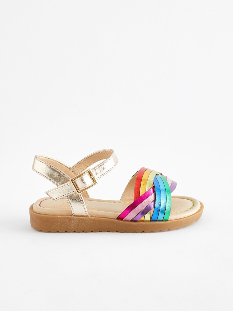 Little Bird by Jools Oliver Multi Colourful Rainbow Metallic Sandals - Image 2 of 8