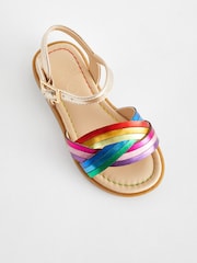 Little Bird by Jools Oliver Multi Colourful Rainbow Metallic Sandals - Image 5 of 8