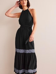 Boden Black Embroidered Jersey Maxi Dress - Image 1 of 5