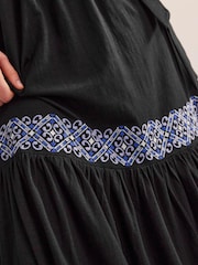 Boden Black Embroidered Jersey Maxi Dress - Image 4 of 5