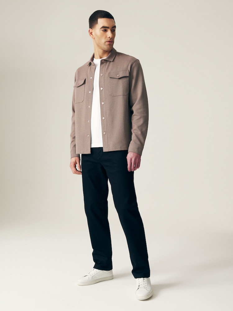 Neutral Regular Fit Premium Texture Jersey Shacket - Image 2 of 9