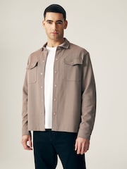 Neutral Regular Fit Premium Texture Jersey Shacket - Image 4 of 9
