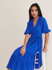 Phase Eight Blue Petite Morven Wrap Dress - Image 4 of 6