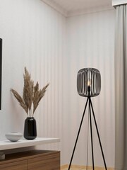 Eglo Black Romazzina Contemporary  Caged Tripod Floor Lamp - Image 2 of 4