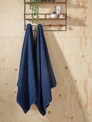 Christy Midnight Blue Brixton Popcorn Textured Weave Cotton Towel - Image 1 of 4