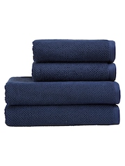 Christy Midnight Blue Brixton Popcorn Textured Weave Cotton Towel - Image 3 of 4