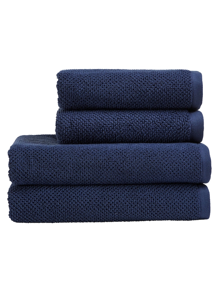 Christy Midnight Blue Brixton Popcorn Textured Weave Cotton Towel - Image 3 of 4