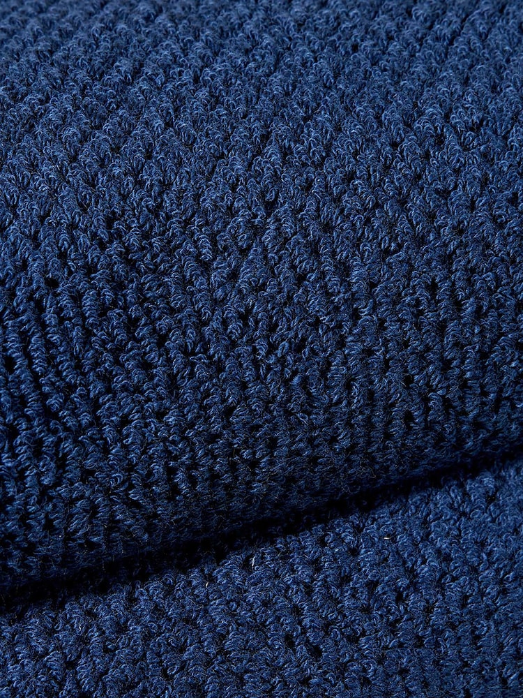 Christy Midnight Blue Brixton Popcorn Textured Weave Cotton Towel - Image 4 of 4